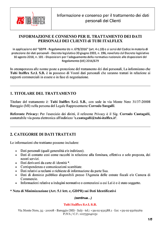 Informativa Privacy Clienti