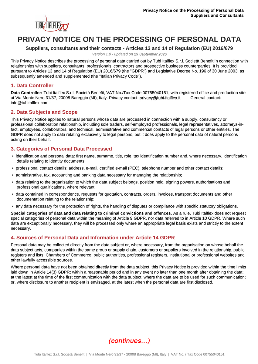 Informativa Privacy Clienti